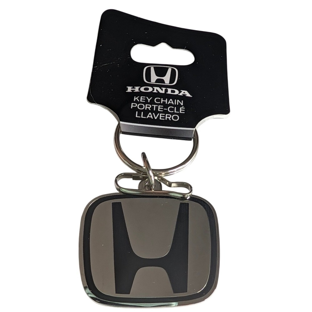 Honda Logo Metal Key Chain Silver Black Official Licensed